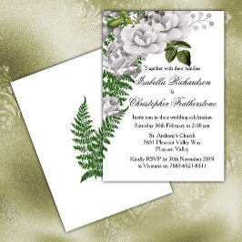 White Roses und Ferns Wedding Einladung