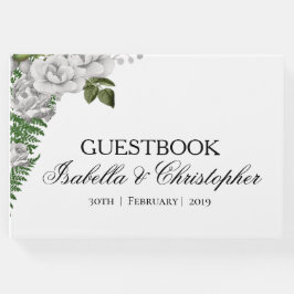 White Roses und Ferns Wedding Gästebuch