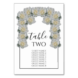 White Roses Wedding Guest Names Tischnummer