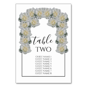 White Roses Wedding Guest Names Tischnummer