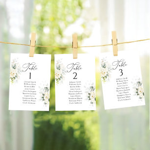 White Roses Wedding Table Seekartenkarte