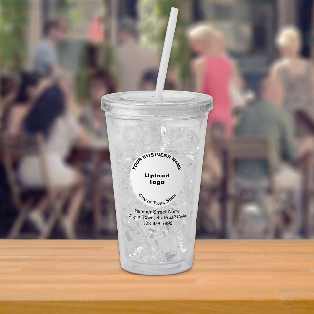 White Round Business Brand on Acrylic Tumbler Acryltrinkbecher (White round business brand on acrylic tumbler)