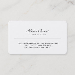 White Rounded Corner Script Business Card Visitenkarte