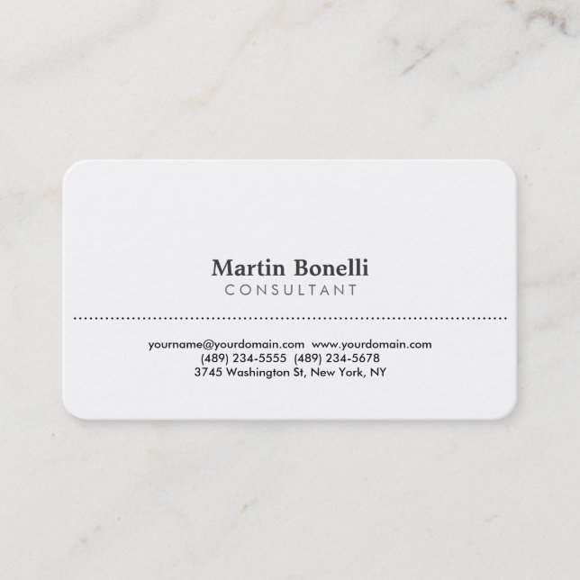White Roundle Corner Consultant Business Card Visitenkarte (Vorderseite)