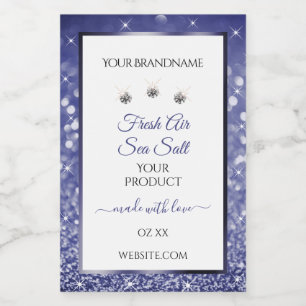 White Royal Blue Sparkle Glitzer Produktmarken Lebensmitteletikett