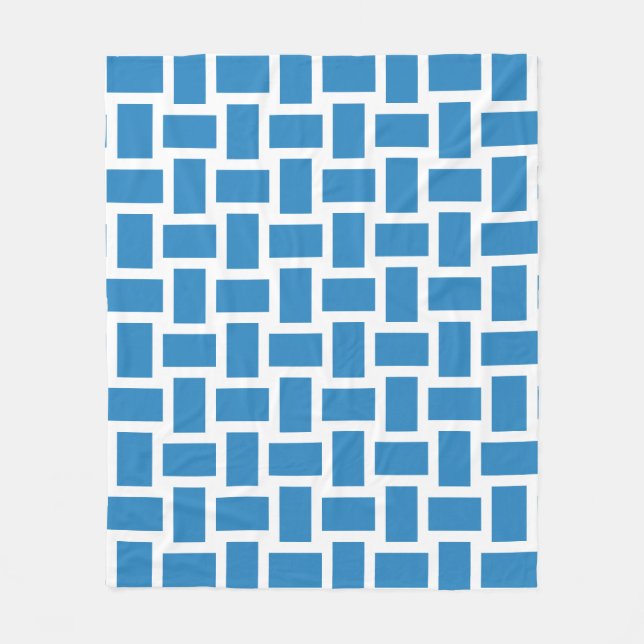 White & Royal Pastel Blue Weave Design Fleecedecke (Vorderseite)