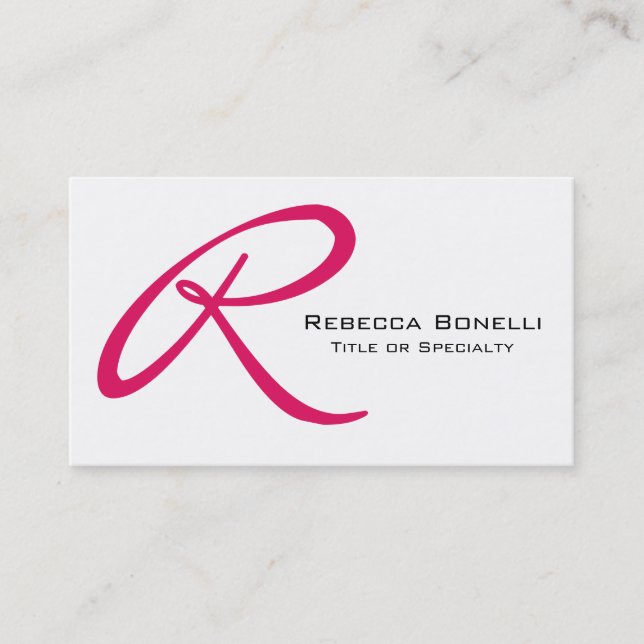 White Ruby Red Monogram Consultant Business Card Visitenkarte (Vorderseite)