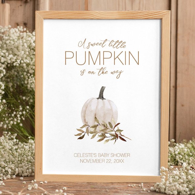 White Rustic Boho Pumpkin Baby Dusche Willkommen Poster (Von Creator hochgeladen)
