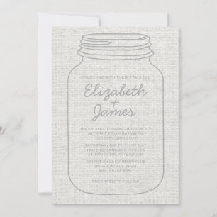 White Rustic Burlap Mason Jar Wedding Invitations Einladung