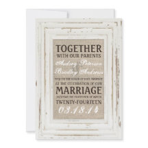 White Rustic Rahmen & Burlap Wedding Einladung