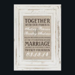 White Rustic Rahmen & Burlap Wedding Einladung<br><div class="desc">Diese rustikale Hochzeitseinladung zeigt ein gedrucktes Bild eines weiß gekalkten rustikalen Holzrahms mit eingestanztem Überholhintergrund. Die Blockschrift fügt eine Touch von Stil & Romantik hinzu. Ideal für eine Vintage,  rustikale oder landschaftliche Hochzeit. Senden Sie uns eine E-Mail für spezielle Anfragen.</div>