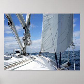 White Sailboat Deck Schließen Poster