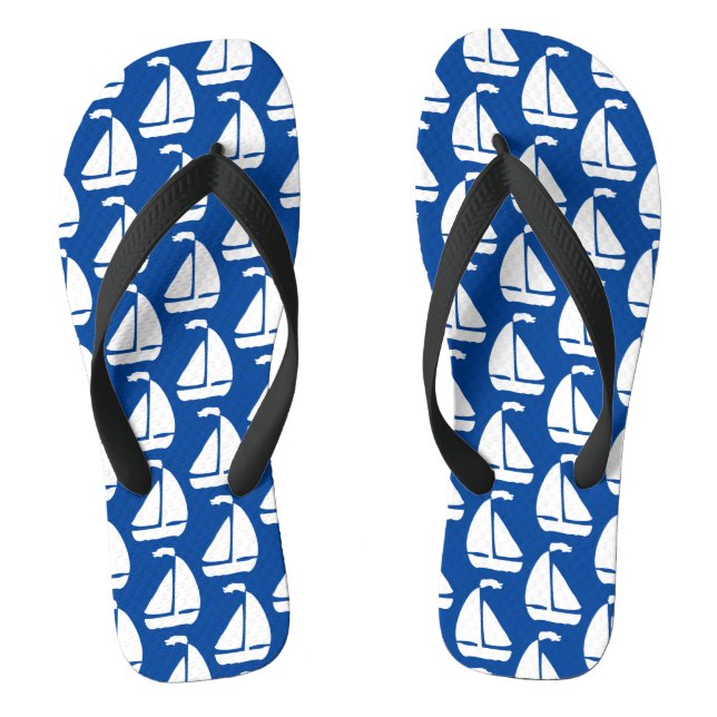 White Sailboats Flip Flops (Fußbett)
