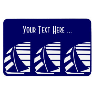 White Sailboote auf Blue Deko Custom Flexi Magnet