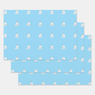 White Sailing Boats on Blue Background Geschenkpapier Set