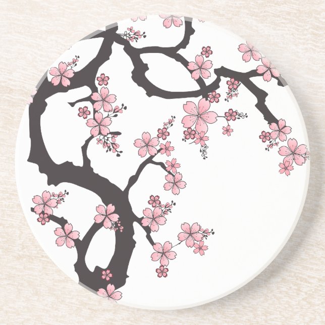 White Sakura - japanisches Design Untersetzer (Vorne)