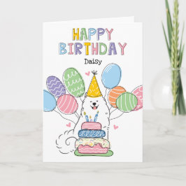White Samoyed Dog Happy Birthday Card Karte
