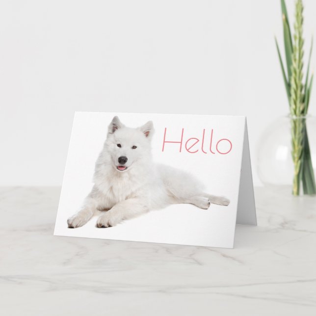 White Samoyed Puppy Dog - Hallo, denken Sie an Sie Karte (Vorderseite)