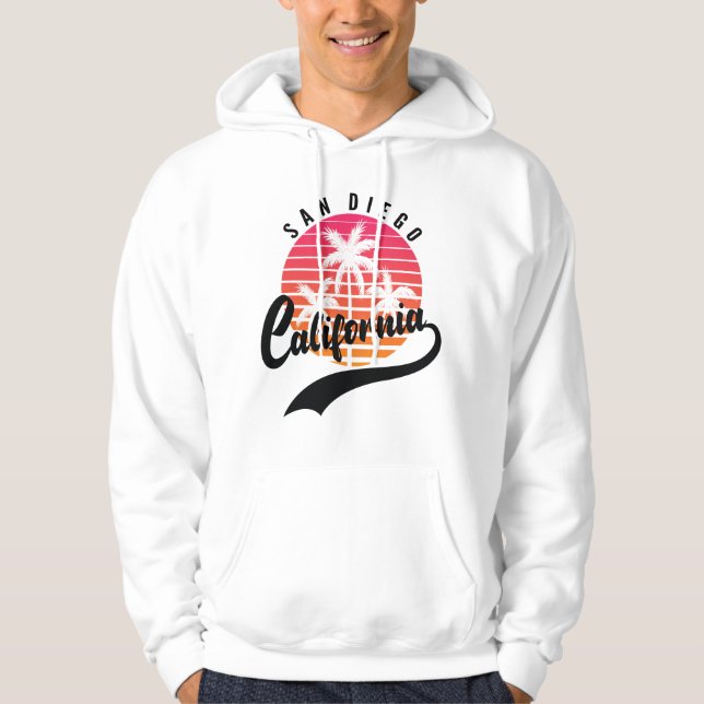 White San Diego Angeles Retro Sunset Hoodie (Vorderseite)