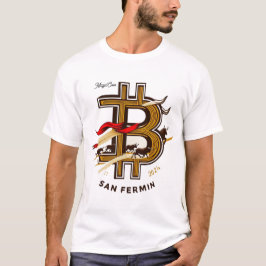 White San Fermin and cryptocurrencies t-shirt. T-Shirt
