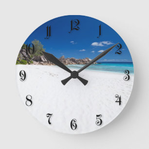 White sand beach runde wanduhr