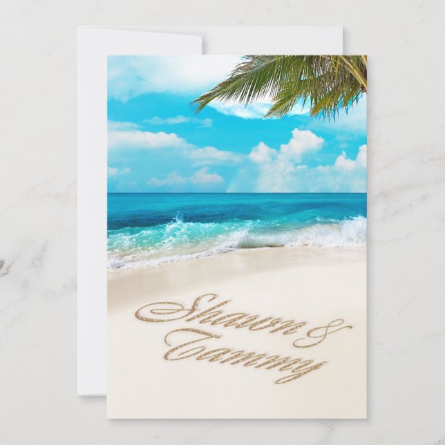 White Sands Beach FRAGTE MICH, NAMEN IN SAND ZU SE Einladung (Vorderseite)