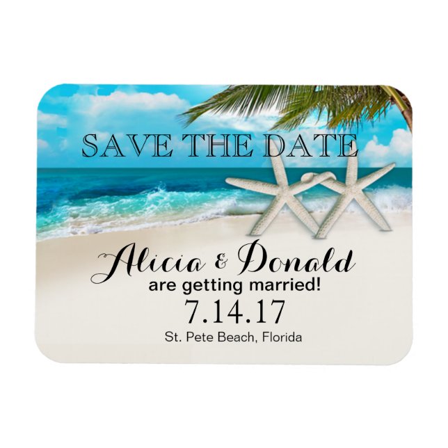White Sands Beach Starfish Coupé Save the Date Magnet (Horizontal)