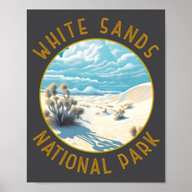 White Sands National Park Distressed Circle  Poster (Vorne)