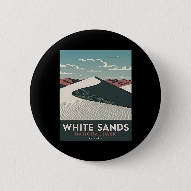 White Sands National Park Vintage Camping Wandern  Button (Vorderseite)