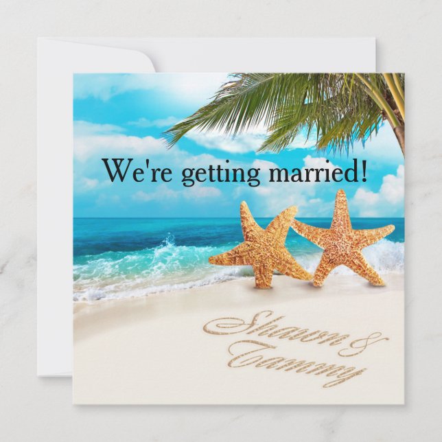 White Sands Starfish FRAGE MICH FÜR IHRE NAMEN IN  Einladung (Vorderseite)