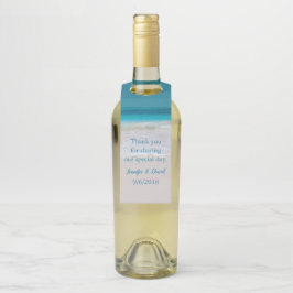 White Sandy Beach Wein Flasche Gefallen Tag Flaschenanhänger