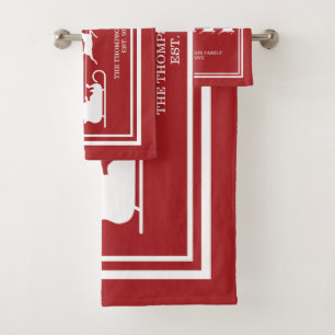 White Santa Sleigh und fröhlicher Weihnachtstext a Badhandtuch Set