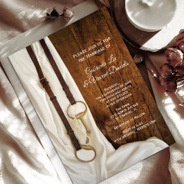 White Satin and Horse Bit Country Western Hochzeit Einladung