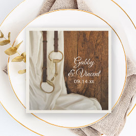 White Satin and Horse Bit Country Western Hochzeit Serviette