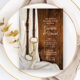 White Satin and Horse Bit Hochzeit Probe Dinner Einladung