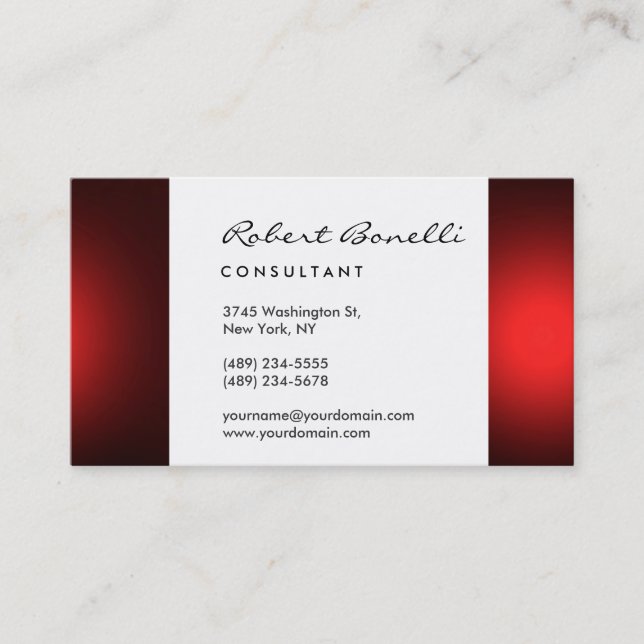 White Schlicht Modern Consultant Business Card Visitenkarte (Vorderseite)