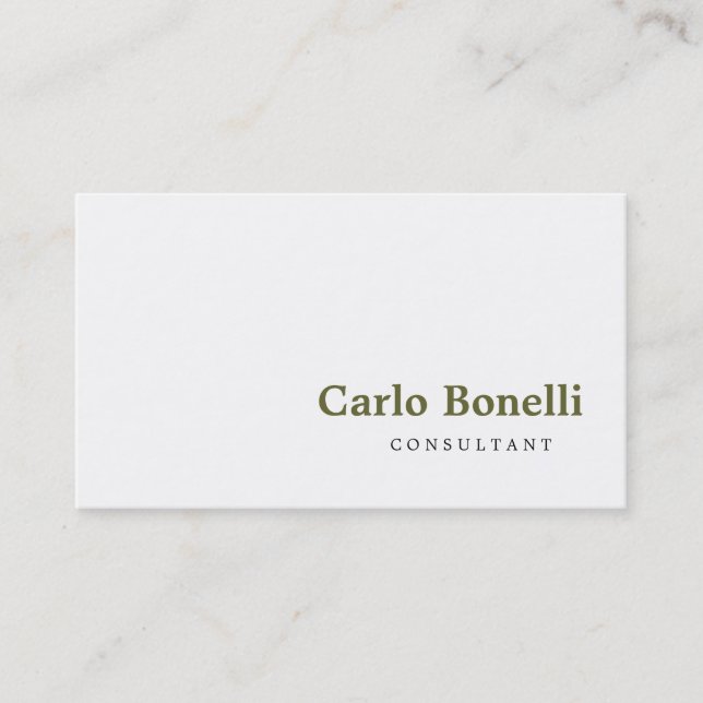 White Schlicht Modern Consultant Business Card Visitenkarte (Vorderseite)