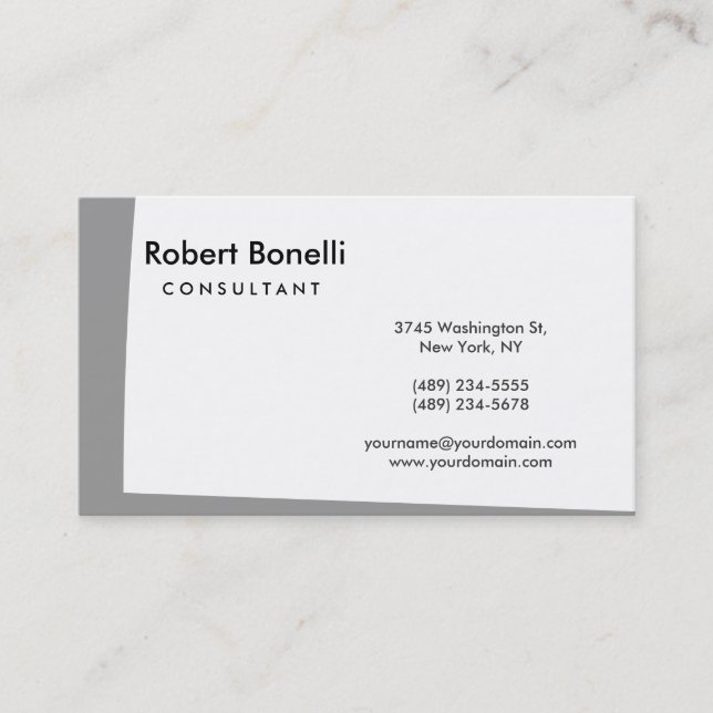 White Schlicht Modern Consultant Business Card Visitenkarte (Vorderseite)
