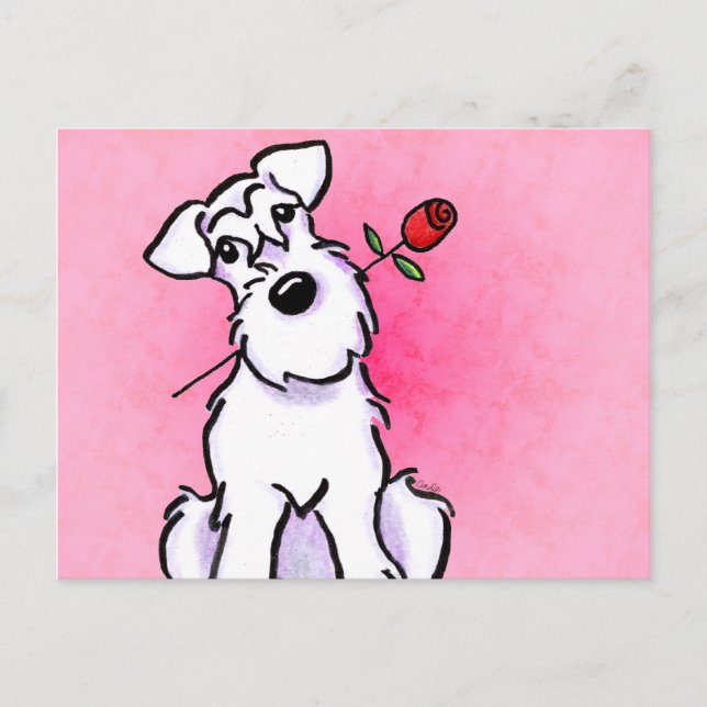 White Schnauzer Sweetheart Off-Leash Art™ Postkarte (Vorderseite)