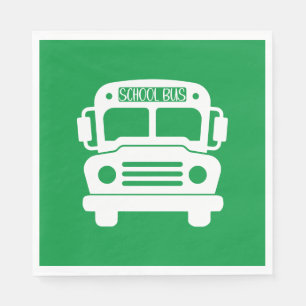 White School Bus im grünen Hintergrund Serviette