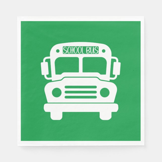 White School Bus im grünen Hintergrund Serviette (Vorderseite)