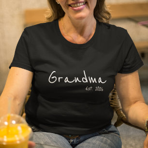 White Schrift Großmutter Gegründet T-Shirt
