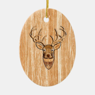 White Schwanz Buck Deer Head Holzkörner Style Keramikornament