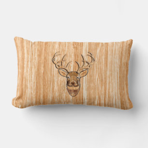 White Schwanz Buck Deer Head Holzkörner Style Lendenkissen