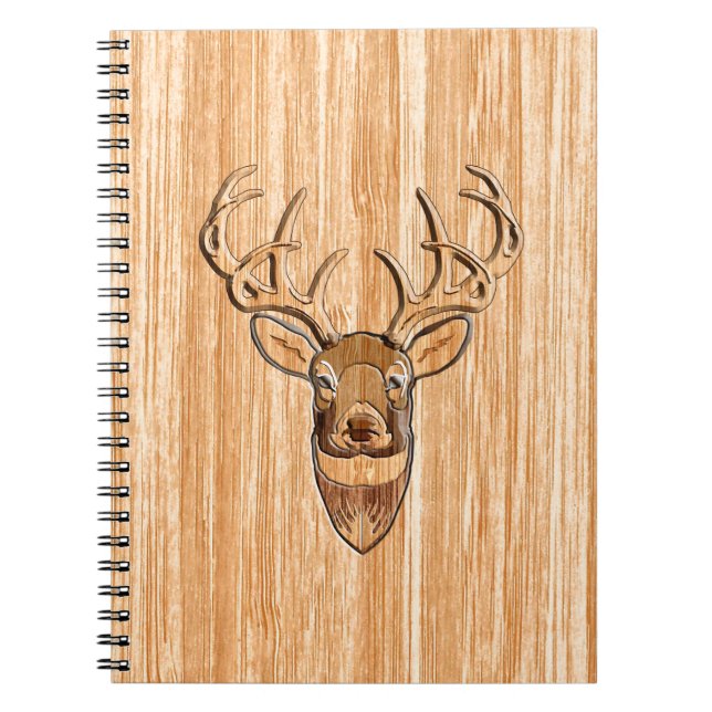 White Schwanz Buck Deer Head Holzkörner Style Notizblock (Vorderseite)