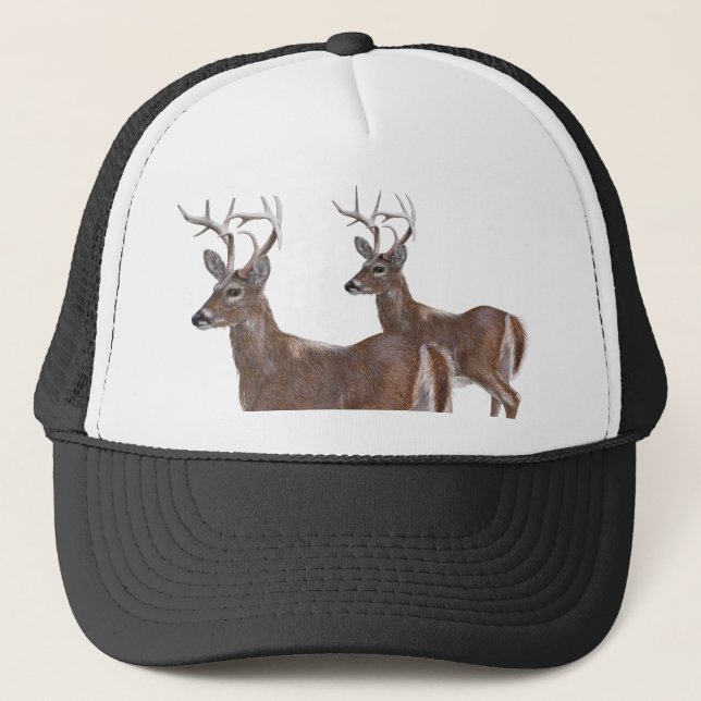 White Schwanz Deer Buck Truckerkappe (Vorderseite)
