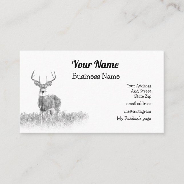 White Schwanz Hirsch Business Card, benutzerdefini Visitenkarte (Vorderseite)