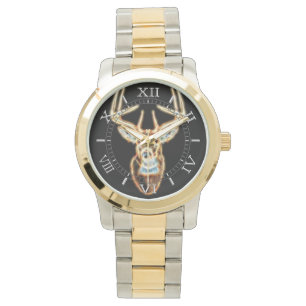 White Schwanz Hirsch Head Energy Spirit Dial Armbanduhr