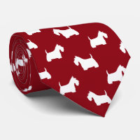 White Scottish Terrier Silhouetten Pattern Red