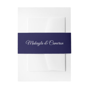 White Script auf Navy Blue Elegant Simple Wedding Einladungsbanderole